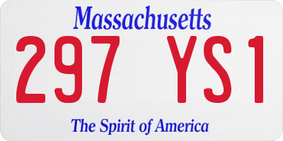 MA license plate 297YS1