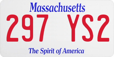 MA license plate 297YS2