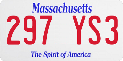 MA license plate 297YS3