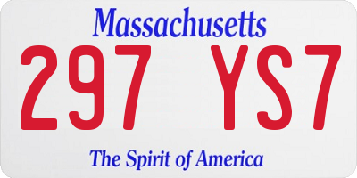 MA license plate 297YS7