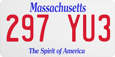 MA license plate 297YU3