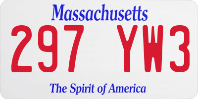 MA license plate 297YW3