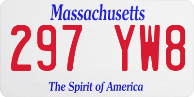 MA license plate 297YW8