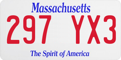 MA license plate 297YX3