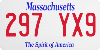 MA license plate 297YX9