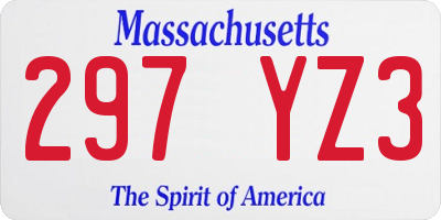 MA license plate 297YZ3