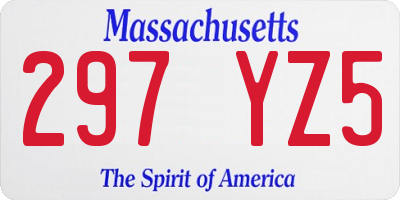 MA license plate 297YZ5