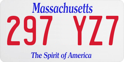 MA license plate 297YZ7