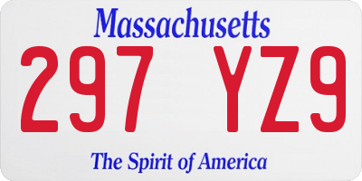 MA license plate 297YZ9
