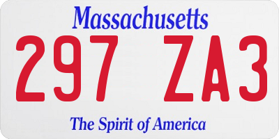 MA license plate 297ZA3
