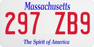 MA license plate 297ZB9