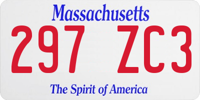 MA license plate 297ZC3