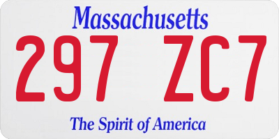 MA license plate 297ZC7