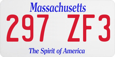 MA license plate 297ZF3