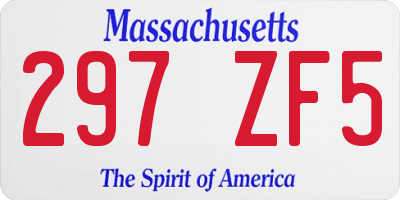 MA license plate 297ZF5