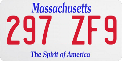 MA license plate 297ZF9