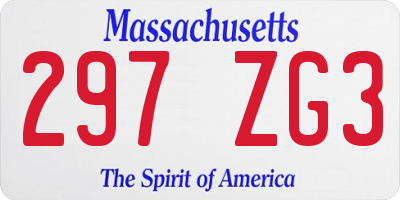 MA license plate 297ZG3