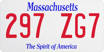 MA license plate 297ZG7