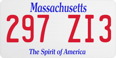 MA license plate 297ZI3