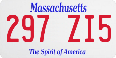MA license plate 297ZI5