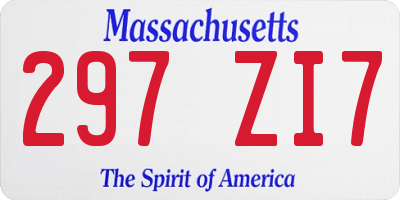 MA license plate 297ZI7