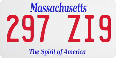 MA license plate 297ZI9