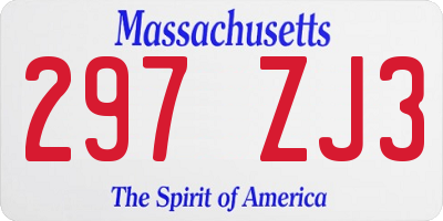 MA license plate 297ZJ3