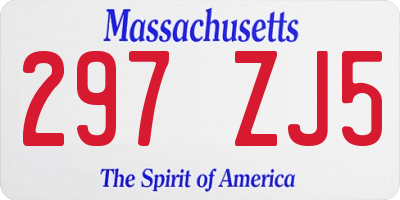 MA license plate 297ZJ5