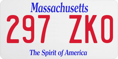 MA license plate 297ZK0