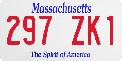 MA license plate 297ZK1