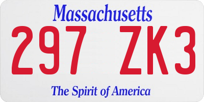 MA license plate 297ZK3