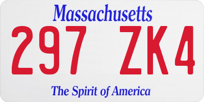 MA license plate 297ZK4