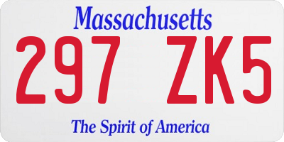 MA license plate 297ZK5
