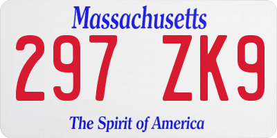 MA license plate 297ZK9