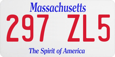 MA license plate 297ZL5