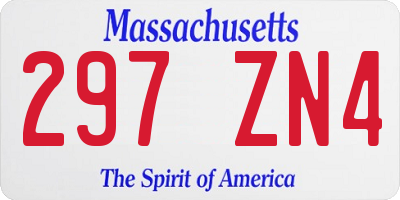 MA license plate 297ZN4