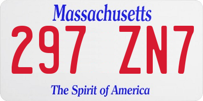 MA license plate 297ZN7