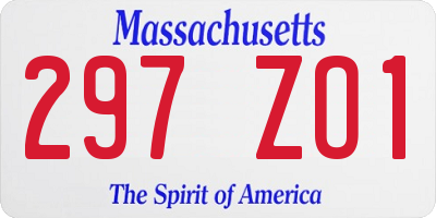 MA license plate 297ZO1