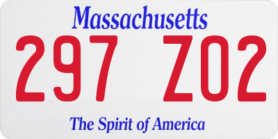 MA license plate 297ZO2