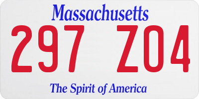MA license plate 297ZO4