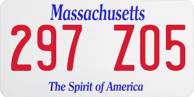 MA license plate 297ZO5