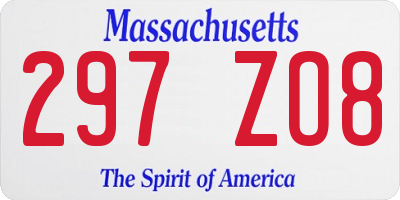 MA license plate 297ZO8