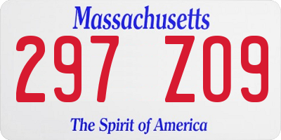 MA license plate 297ZO9
