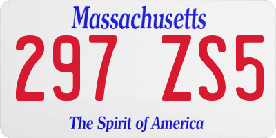MA license plate 297ZS5