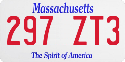 MA license plate 297ZT3