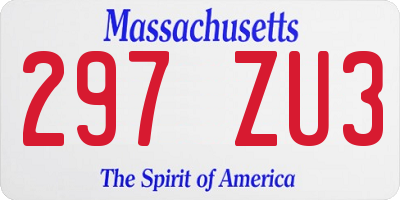 MA license plate 297ZU3