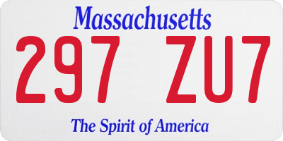 MA license plate 297ZU7