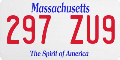 MA license plate 297ZU9
