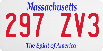 MA license plate 297ZV3