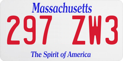 MA license plate 297ZW3
